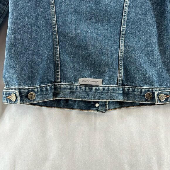 Dolce & Gabbana Women's Denim Jacket IT 44 US M Made in Italy DG Logo Detail - Picture 8 of 14
